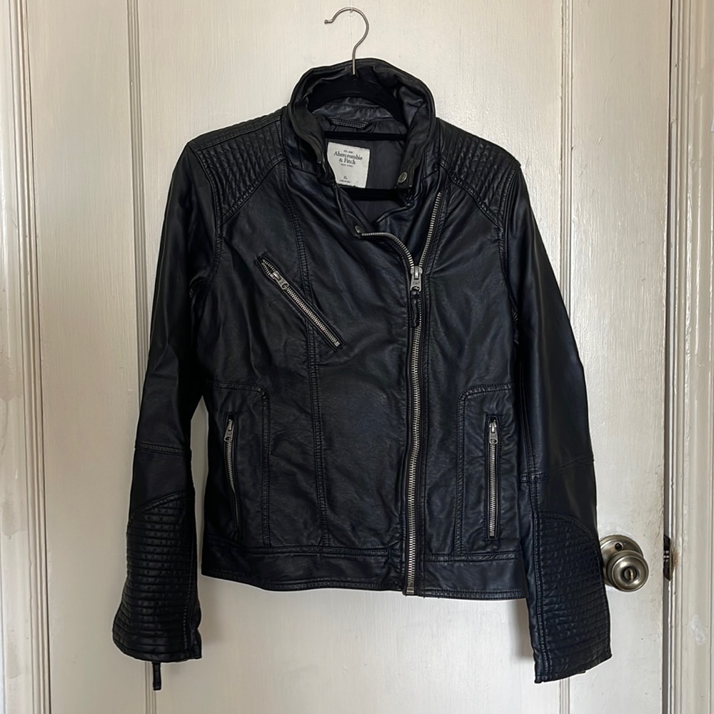 Abercrombie XL faux leather motorcycle jacket